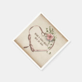 trouwlinthart met ringen en roos servet (Hoek)