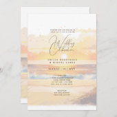 Trouwlocatie aan het strand met zonsondergang kaart (Voorkant / Achterkant)