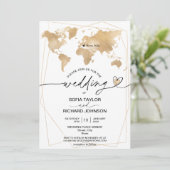 Trouwlocatie Gouden Wereldkaart Frame Kaart (Staand voorkant)