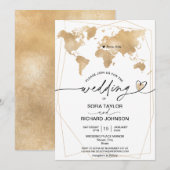 Trouwlocatie Gouden Wereldkaart Frame Kaart (Voorkant / Achterkant)
