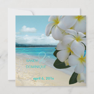 Trouwlocatie met zandstrand/plumeria kaart