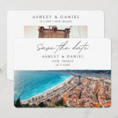 Trouwlocatie Nice Frankrijk Save the Date Kaart (Voorkant / Achterkant)