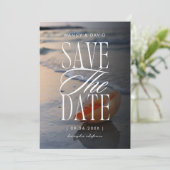 Trouwlocatie op het strand save the date (Staand voorkant)