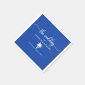 Trouwlocatie Royal Blue en Witte Palmboom Servet (Hoek)