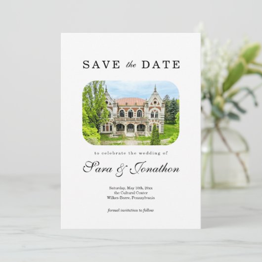 Trouwlocatie Save the Date Kaart (Staand voorkant)