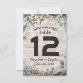 Trouwlocatie Tafel Nummer Chic Bloem Hout Lichtjes Kaart