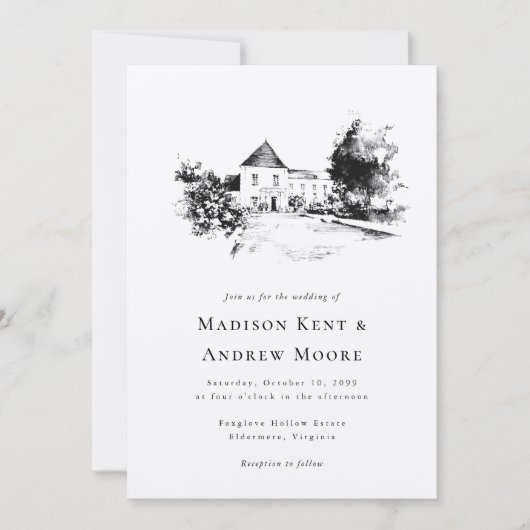 Trouwlocatie Upload uw schets tekening bruiloft Kaart (Voorkant)