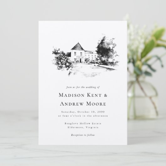 Trouwlocatie Upload uw schets tekening bruiloft Kaart (Staand voorkant)