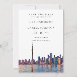 Trouwlocatie waterverf Toronto skyline Save The Date