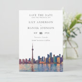 Trouwlocatie waterverf Toronto skyline Save The Date (Staand voorkant)