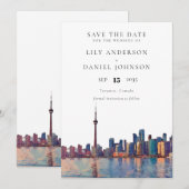 Trouwlocatie waterverf Toronto skyline Save The Date (Voorkant / Achterkant)