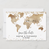 Trouwlocatie Wereldkaart Gouden Verplaatsbare Hart Kaart (Voorkant)