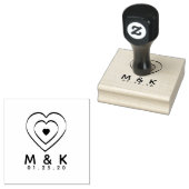 Trouwlogo Drievoudig Lint Hart Zelfinktend Rubberstempel (Gestempeld)