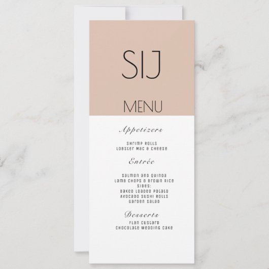 Trouwlogo Eenvoudig Kleurblok Diner Tan Menu (Voorkant)