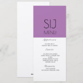 Trouwlogo Eenvoudig Kleurblok Paars Diner Menu (Voorkant / Achterkant)