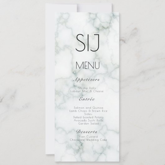 Trouwlogo Eenvoudig Marmeren Beton Diner Menu (Voorkant)