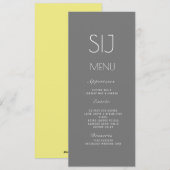 Trouwlogo Grijs Geel Eenvoudig Diner Menu (Voorkant / Achterkant)