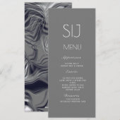 Trouwlogo Grijs Geel Eenvoudig Marmeren Diner Menu (Voorkant / Achterkant)