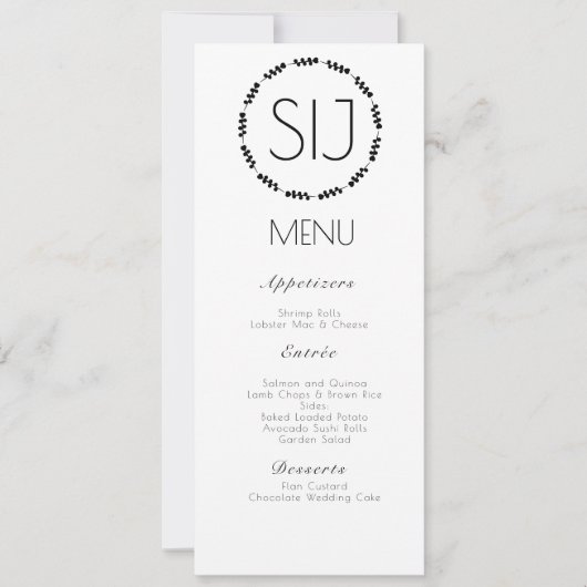 Trouwlogo Hart Tak Minimalistisch Diner Menu (Voorkant)