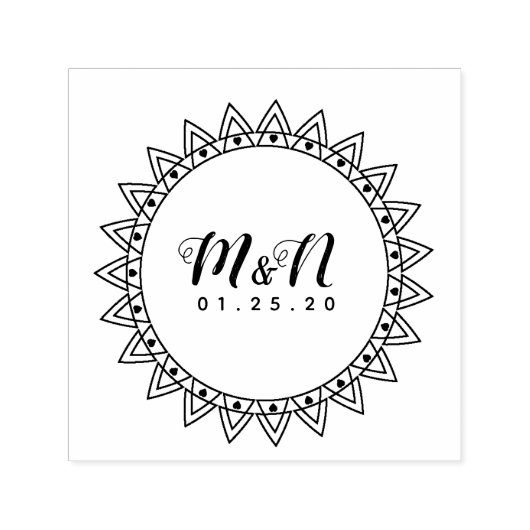 Trouwlogo Lijnkunst Hart Cirkel Handgetekend Zelfinktende Stempel (Design)