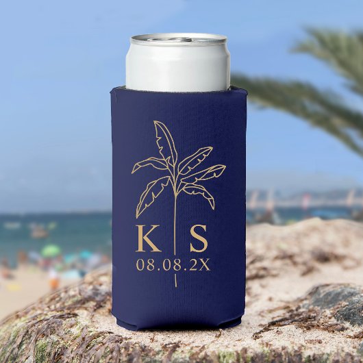 Trouwlogo met monogram palmboom koeler