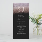 Trouwlogo Ombre Glitter Paars BW Diner Menu (Staand voorkant)