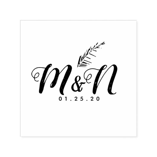 Trouwlogo Palmblad Tropisch Handgetekend Zelfinktende Stempel (Design)