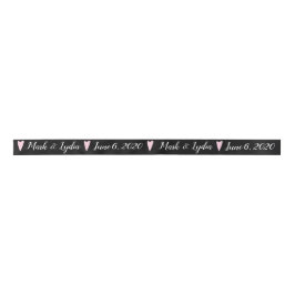 Trouwlogo Roze Hart Koppels Naam Datum Favoriet Satijnen Lint