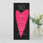Trouwlogo Vet Hart Zwart Wit Diner Menu (Staand voorkant)