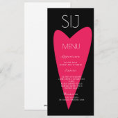 Trouwlogo Vet Hart Zwart Wit Diner Menu (Voorkant / Achterkant)