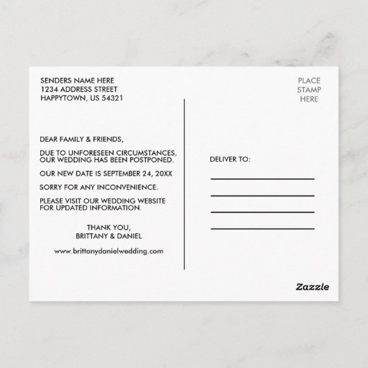 Trouwluifel Waterverf Floral Wijzig de datum Briefkaart (Achterkant)