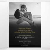 Trouwmaal optie met monogram in zwart bladgoud RSV Drieluik Uitnodiging (Binnenkant midden)