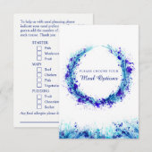 Trouwmaaltijd keuze blauwe spetteren enclosure kaa RSVP kaartje (Voorkant / Achterkant)