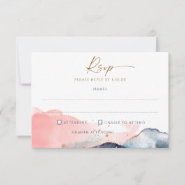 Trouwmaaltijdkeuze & Liedkeuze in Marine Blush Roz RSVP Kaartje