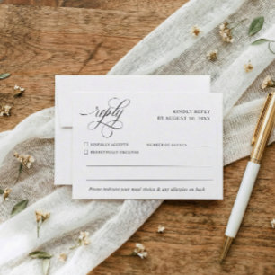 Trouwmaaltijdkeuze RSVP-kaart voor luxe oude rijke RSVP Kaartje