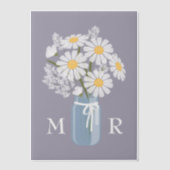 Trouwmadeliefjes Mason Jar Monogram Initialen Paar Vellum Uitnodigingen (Voorkant)