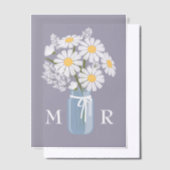 Trouwmadeliefjes Mason Jar Monogram Initialen Paar Vellum Uitnodigingen (Offset)