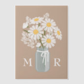 Trouwmadeliefjes Metselen Pot Monogram Beginletter Vellum Uitnodigingen (Voorkant)