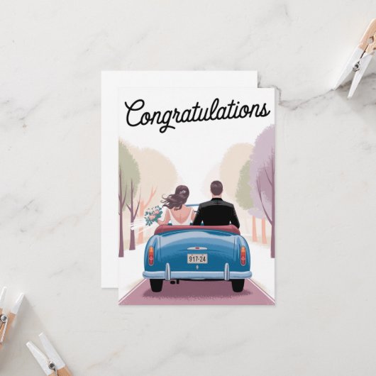 Trouwman Vrouw Gefeliciteerd huwelijkscadeau Kaart (Voorkant / Achterkant in situ)