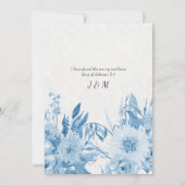 Trouwmarine Blauw Wit Chintz Kant Damask Floral Kaart (Achterkant)