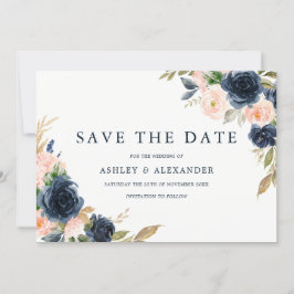 Trouwmarine Blush Elegante Moderne Bloemige Bruilo Save The Date