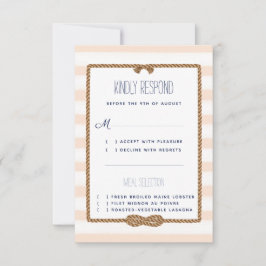 Trouwmaritiem koraal & wit aquarel evenement RSVP kaartje
