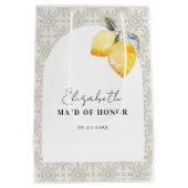 Trouwmeisje cadeautas met waterverf citroenen naam (Achterkant)