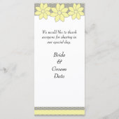 Trouwmenu 1 Gele en Grijze Bloemen Menu (Achterkant)