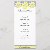 Trouwmenu 1 Gele en Grijze Bloemen Menu (Voorkant)