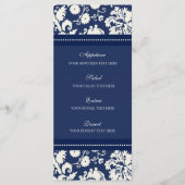 Trouwmenu Blauw Bloemen Damast Menu (Voorkant)