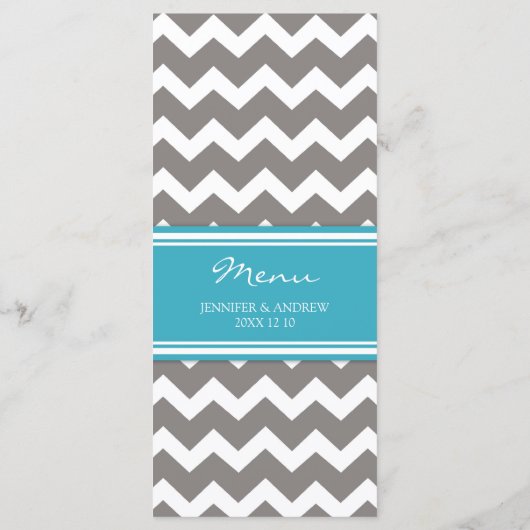 Trouwmenu Blauw Grijs Chevron Menu (Achterkant)