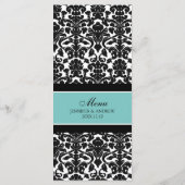 Trouwmenu Blauwgroen Zwart Damask Menu (Achterkant)