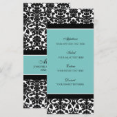 Trouwmenu Blauwgroen Zwart Damask Menu (Voorkant / Achterkant)