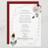 Trouwmenu | Blush en wijn Waterverf Rozen Menu (Voorkant / Achterkant)